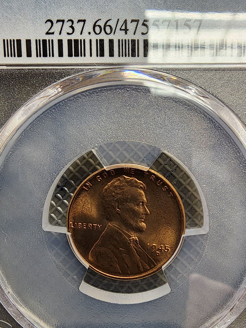 1945-D Lincoln Wheat Cent, PCGS MS66RD, Store