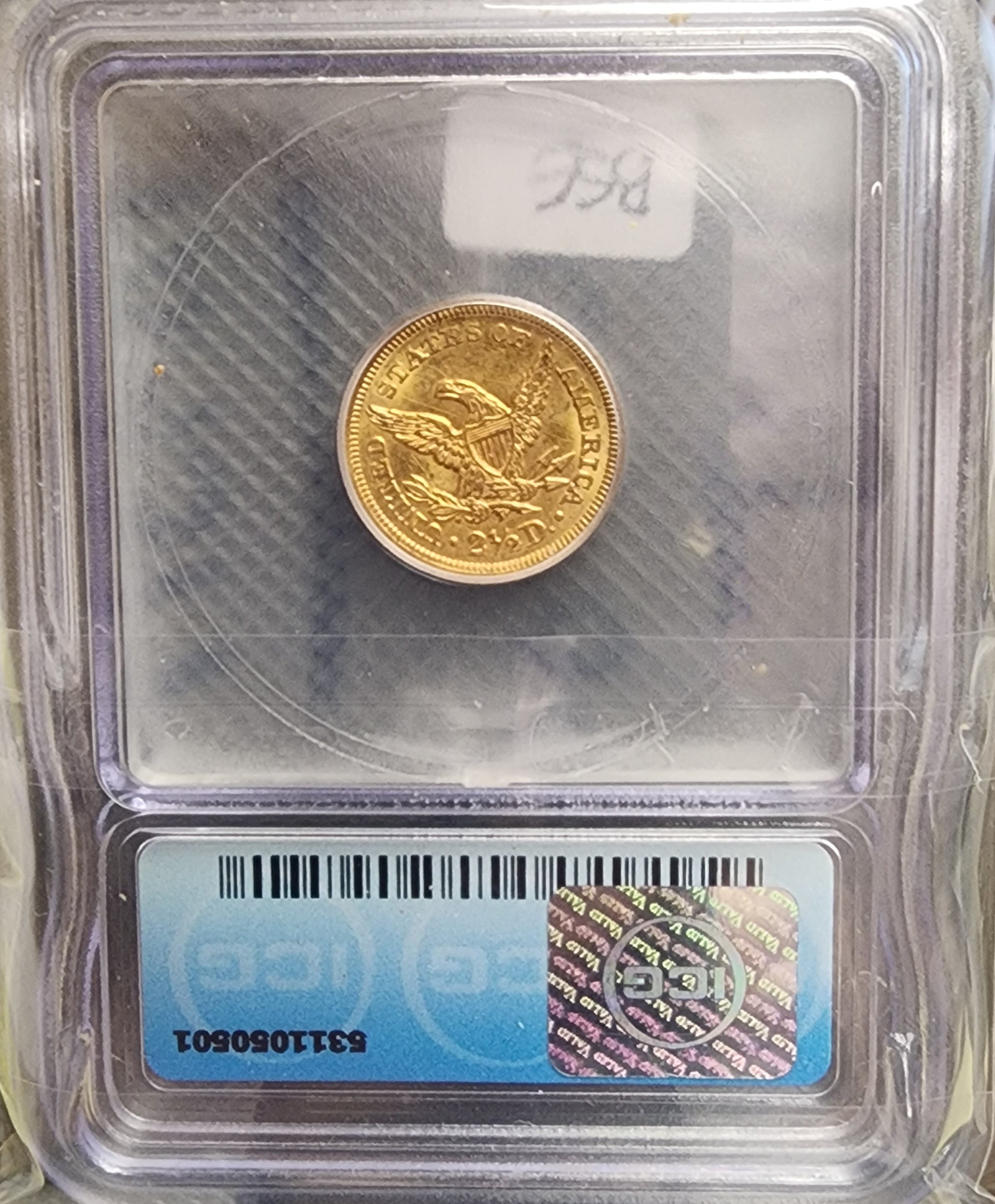 1856 $2.50 Quarter Gold Eagle, ICG MS-64, Gold Coin, Store Sale#G0096.