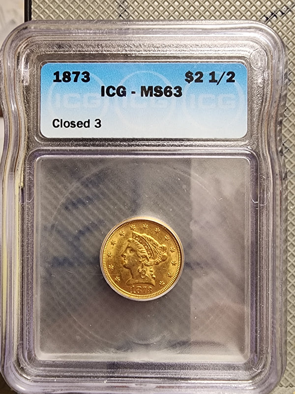 1873 $2.50 Quarter Gold Eagle, ICG MS63, Closed 3, Gold Coin, Store Sale#G0100.