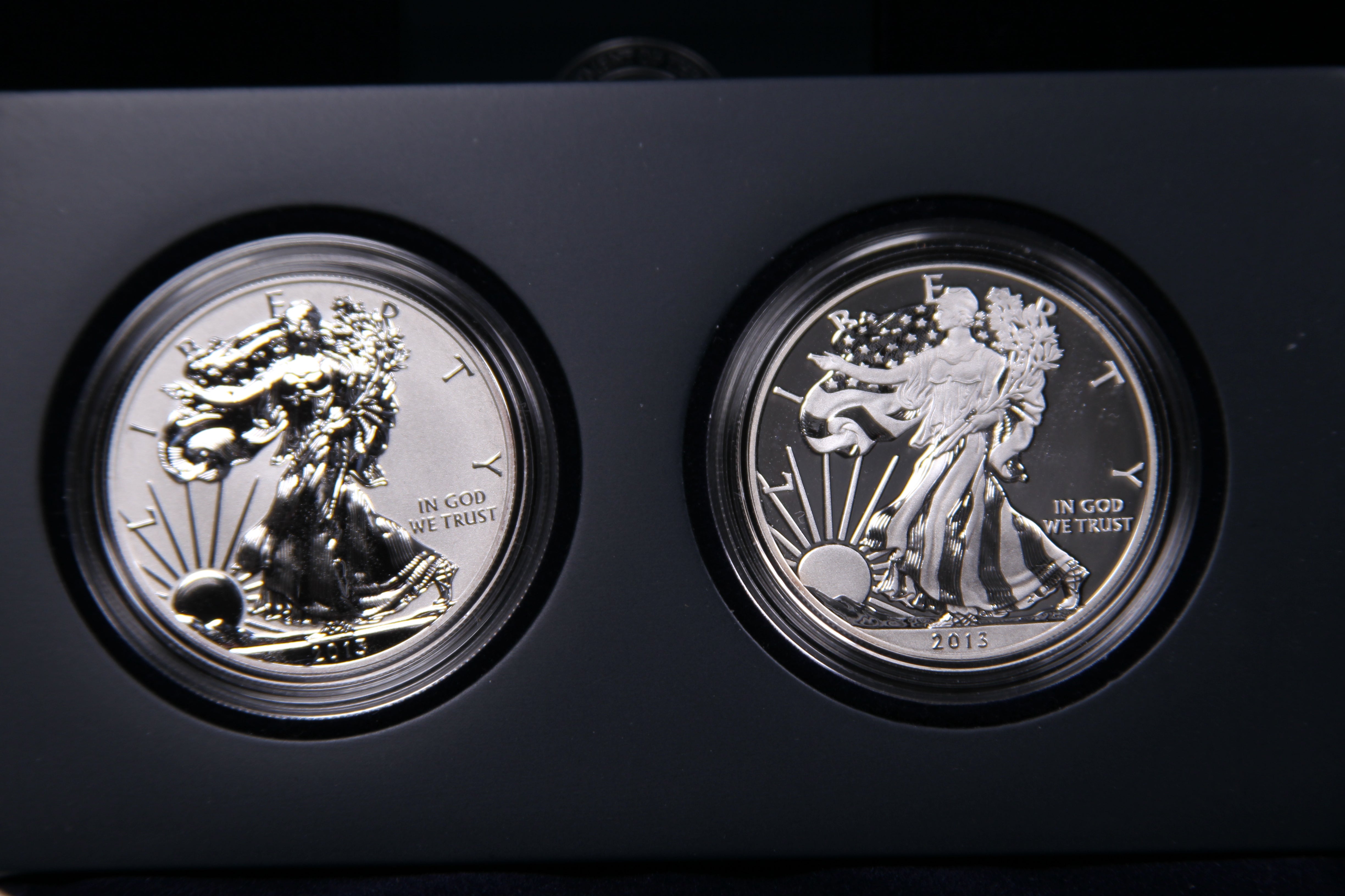 2013 American Silver Eagle, 2 Coin Set. Complete with U.S. Mint Packing.