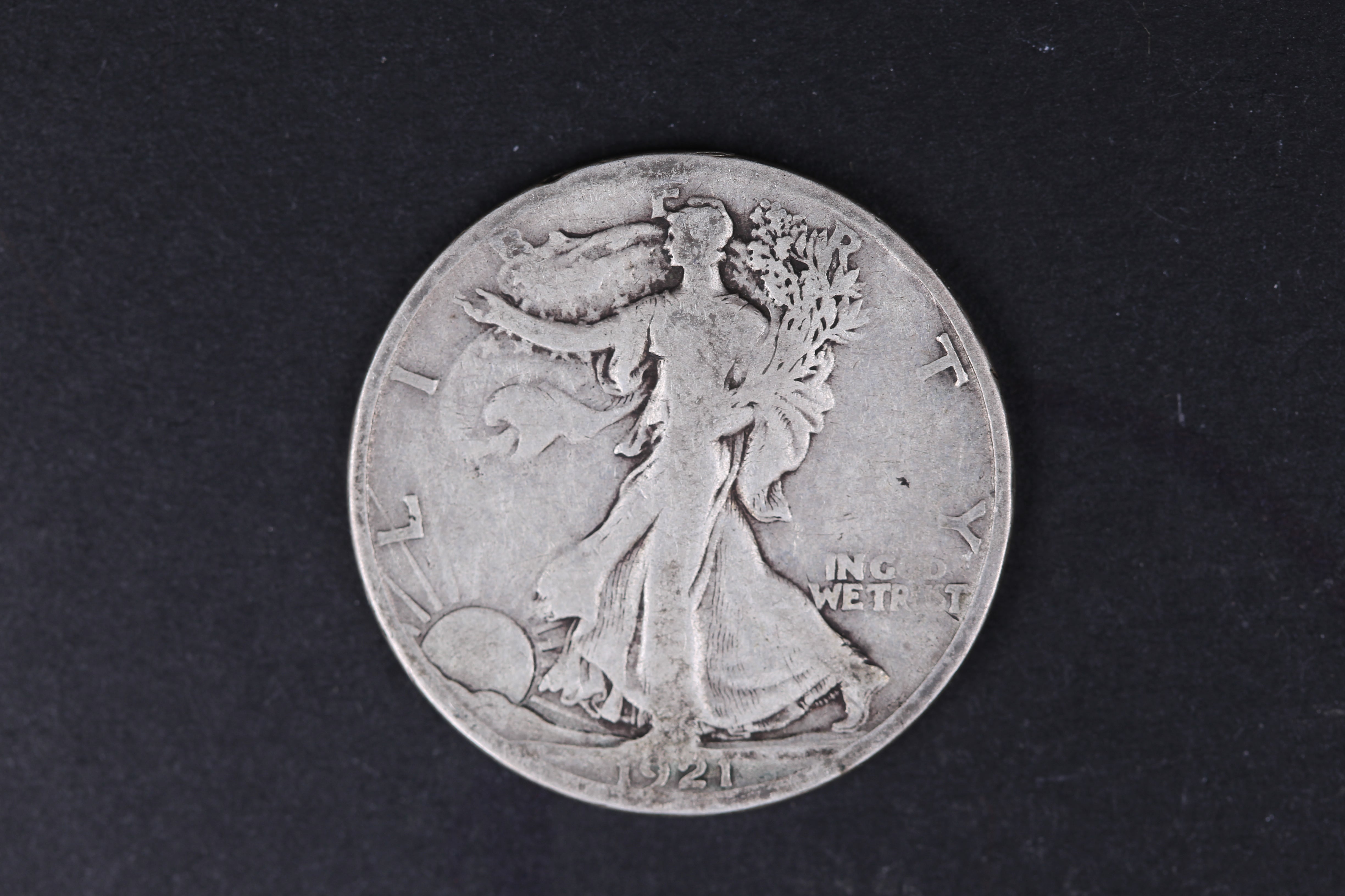 1921-S Liberty Walking Half Dollar. Very Good Circulated Coin. Store #10517
