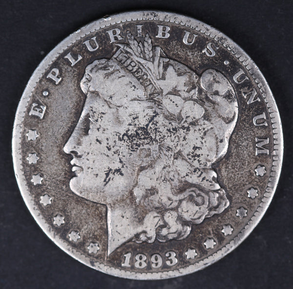 1893-CC Morgan Silver Dollar, Very Good Circulated Coin. Store #07755