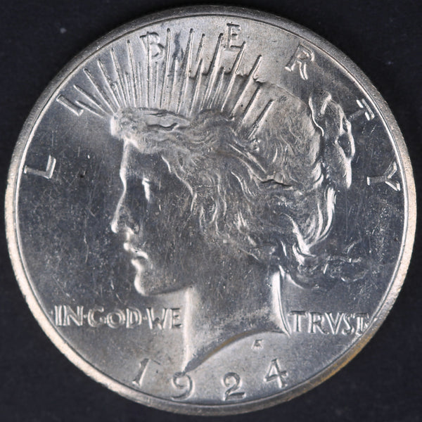 1924-S Peace Silver Dollar, Nice Mint Luster, UN-Circulated Coin. Store #07760