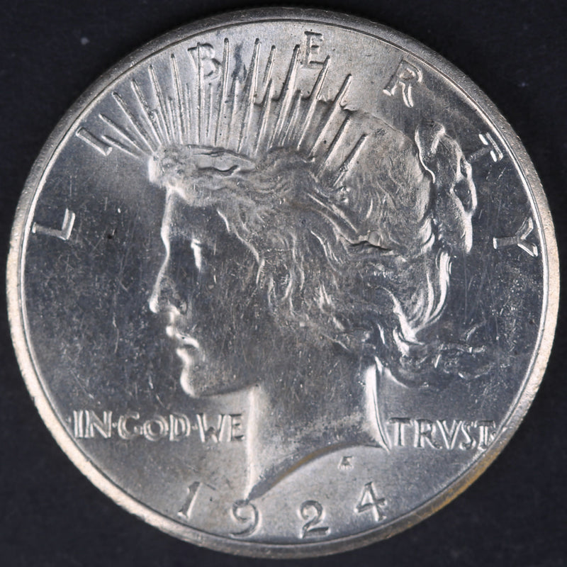1924-S Peace Silver Dollar, Mint State Uncirculated Coin, Store