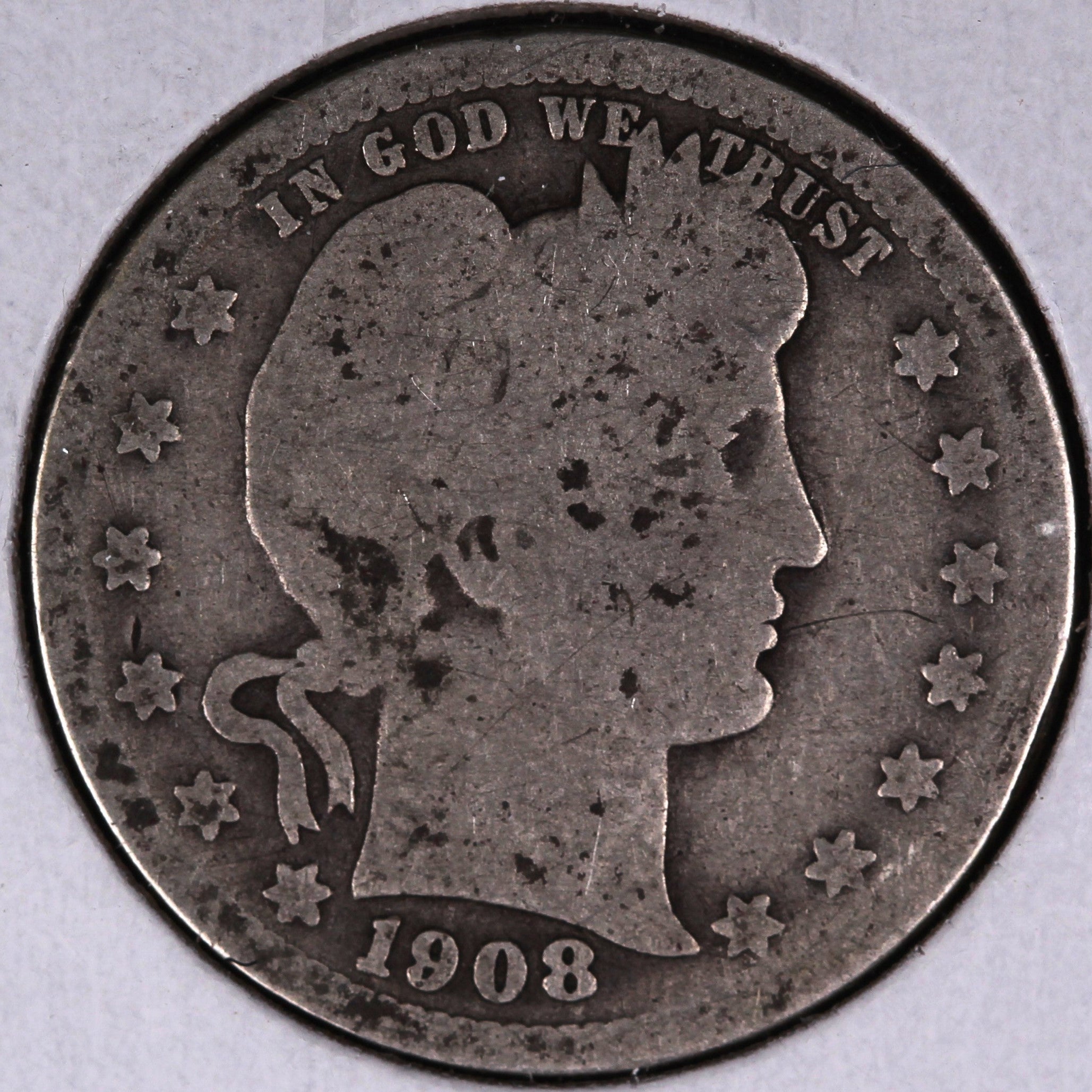 1908 Barber Quarter, Good Circulated Coin, Store #07841