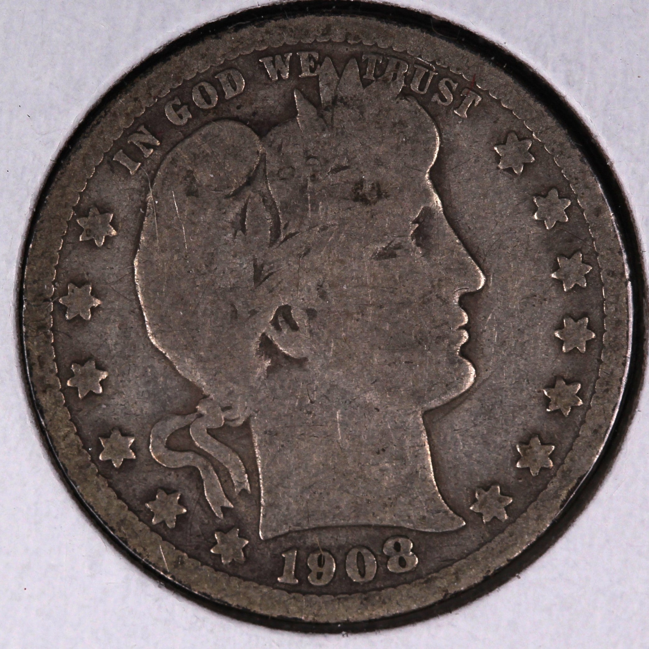 1908 Barber Quarter, Good Circulated Coin, Store #07843