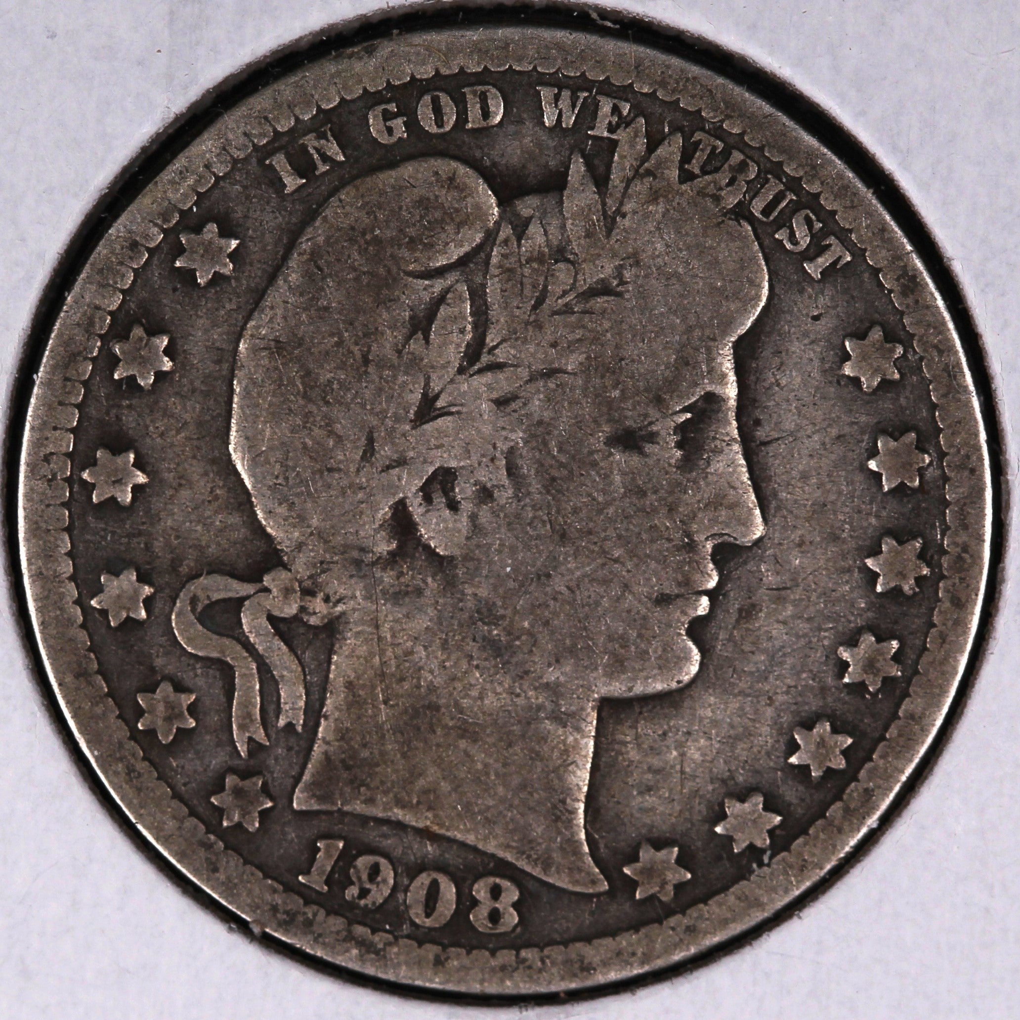 1908 Barber Quarter, Good Circulated Coin, Store #07844