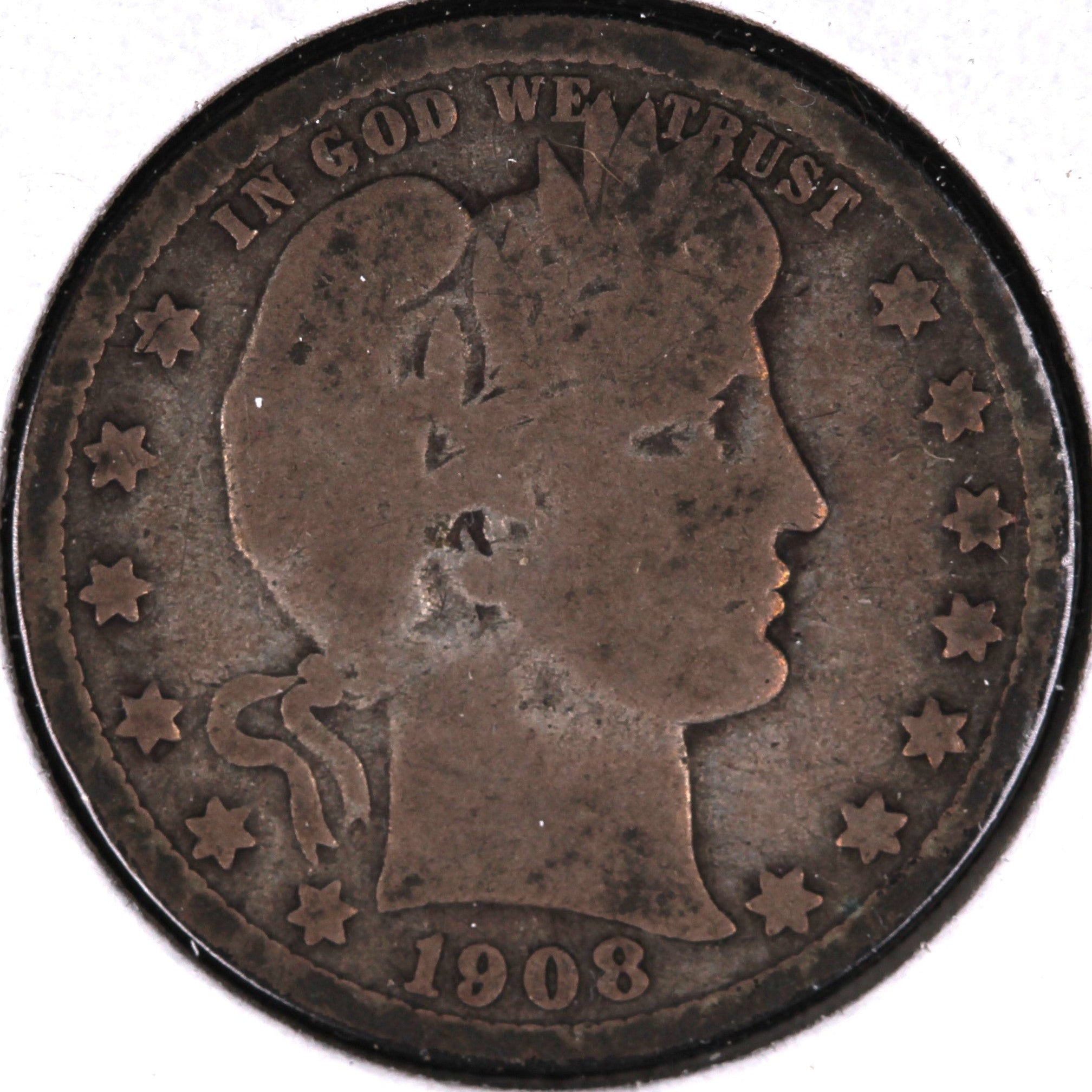 1908-O Barber Quarter, Good+ Circulated Coin, Store #07855