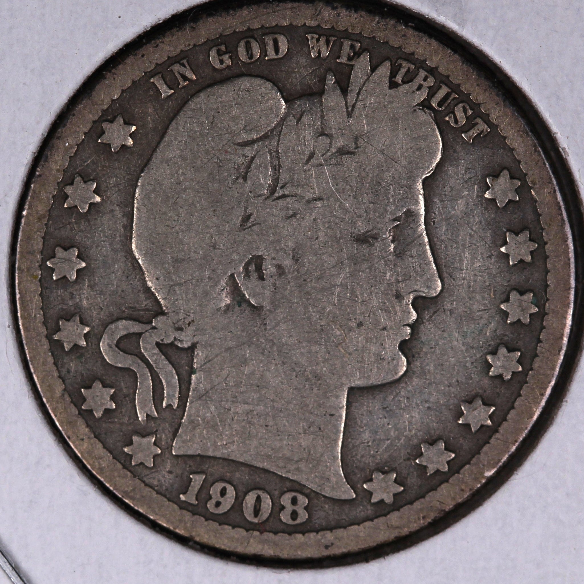 1908-D Barber Quarter, Good Circulated Coin, Store #07862