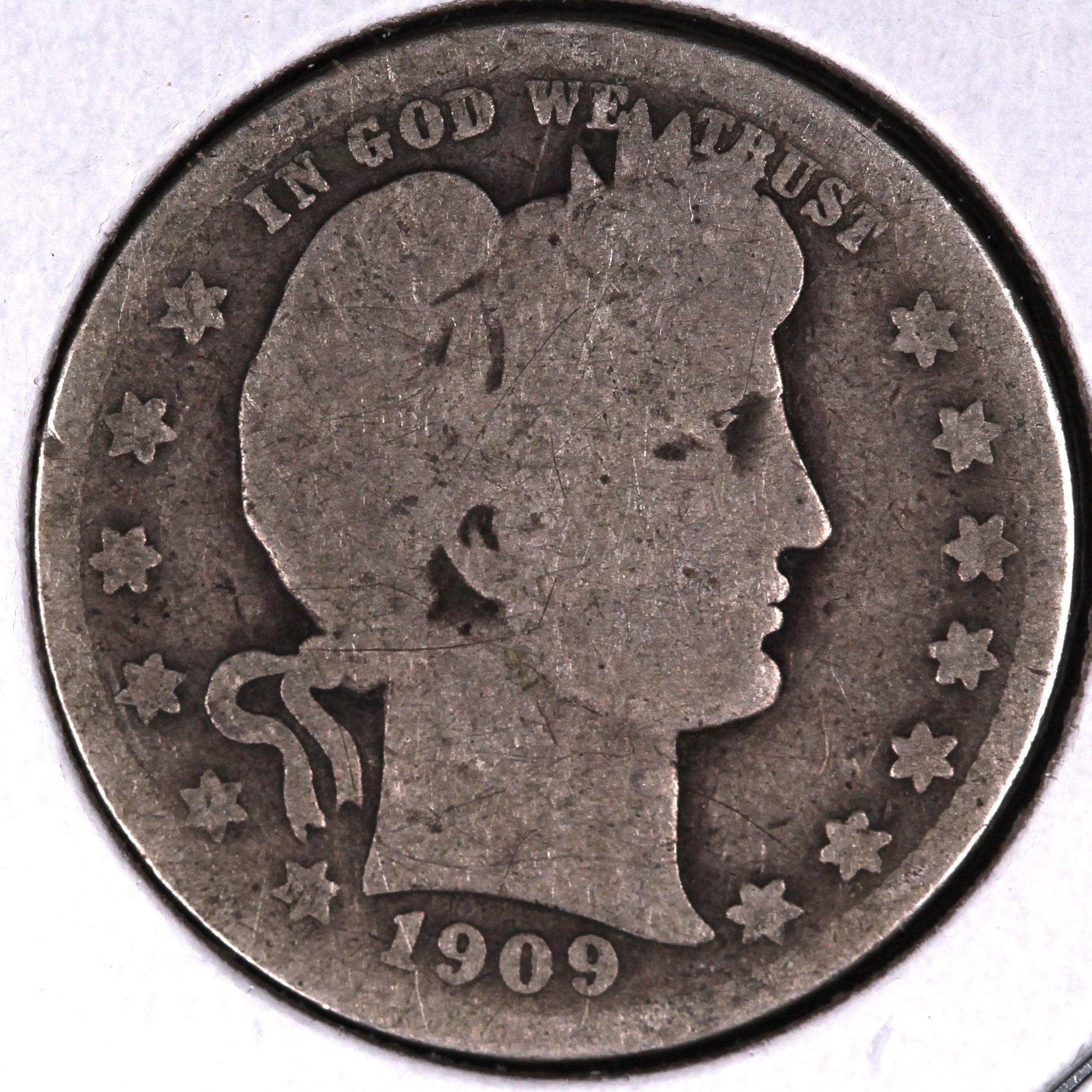 1909 Barber Quarter, Good Circulated Coin, Store #07885