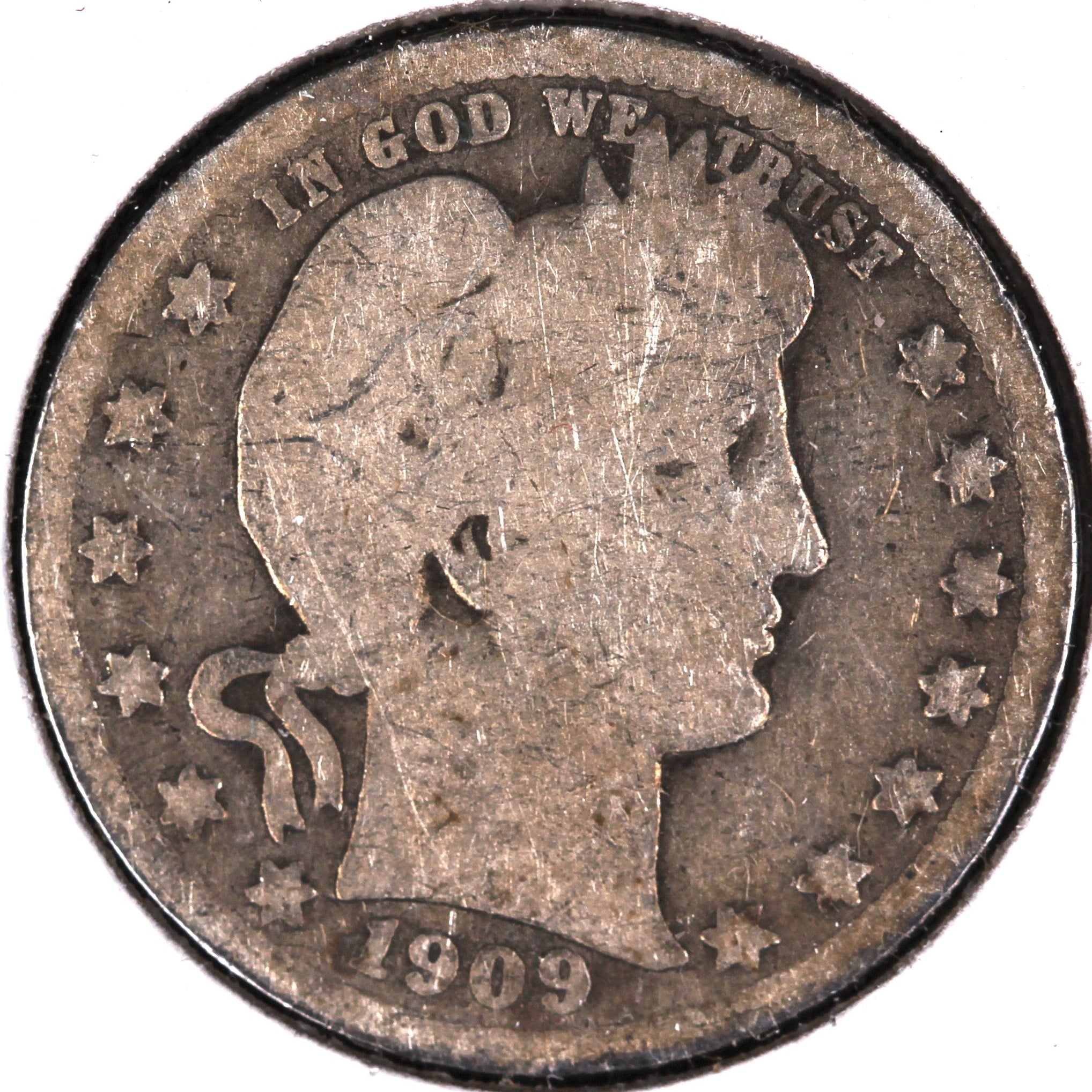 1909 Barber Quarter, Good Circulated Coin, Store #07886