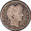 1909 Barber Quarter.  Affordable Collectible Coin.  Store