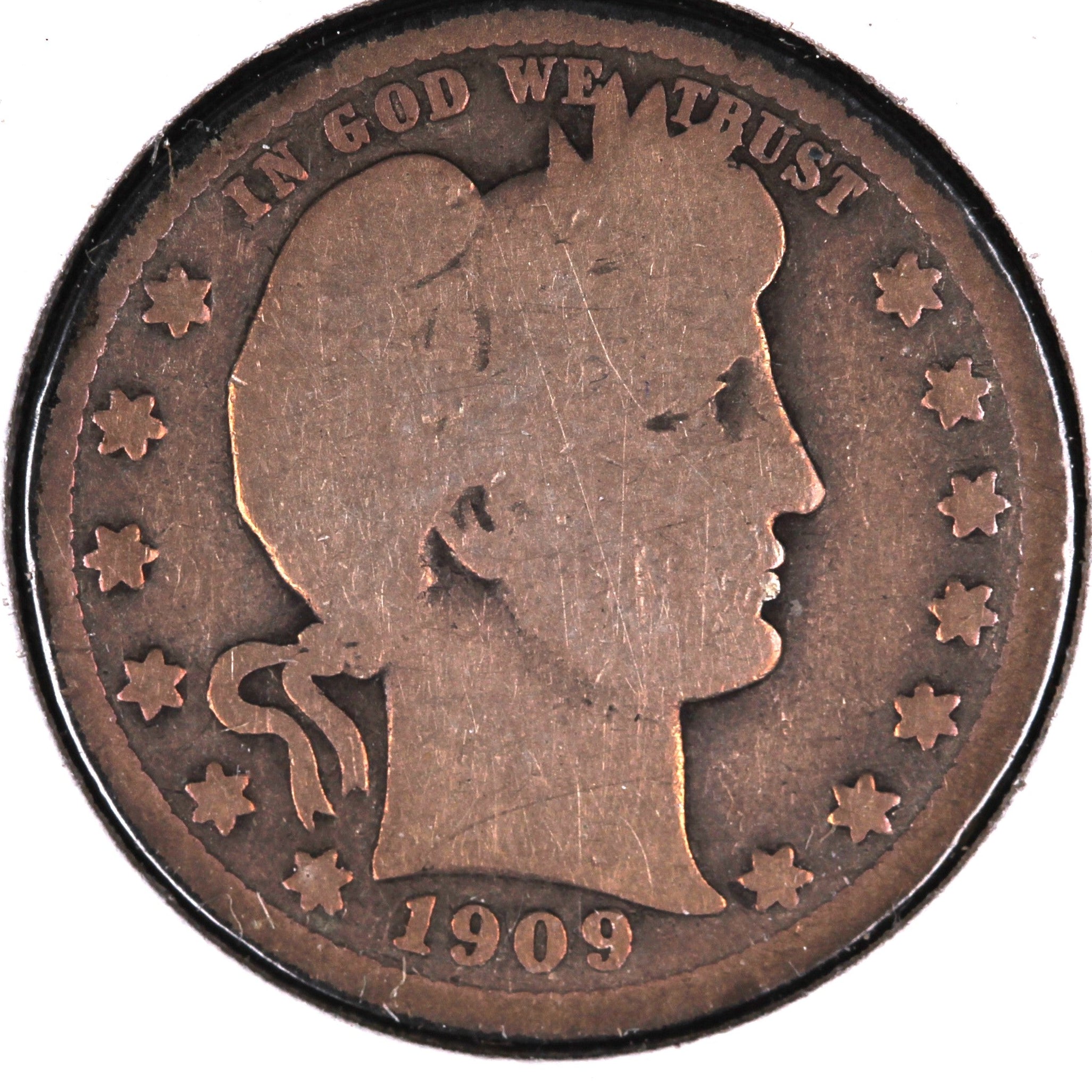 1909 Barber Quarter, Good Circulated Coin, Store #07888