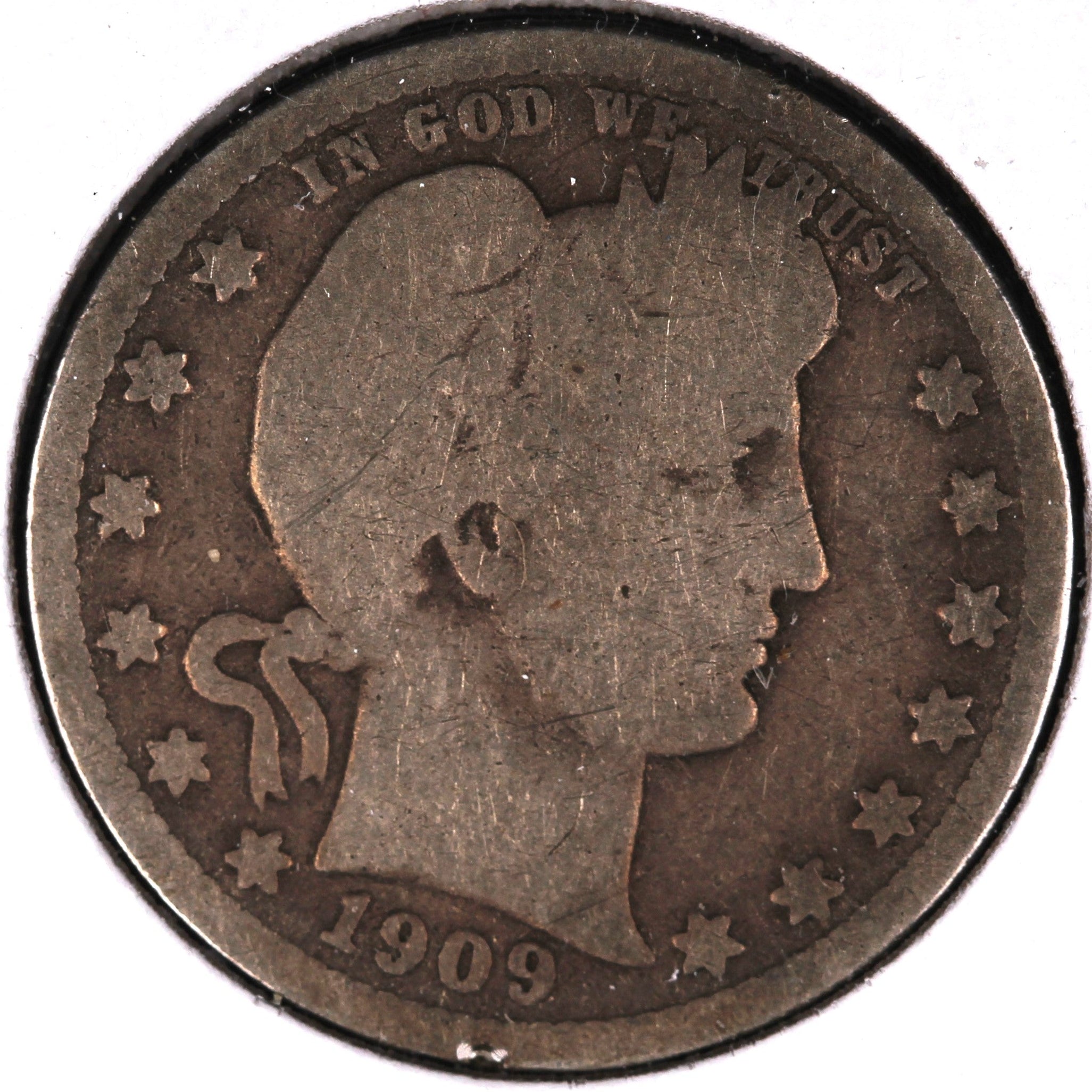 1909 Barber Quarter, Good+ Circulated Coin, Store #07892
