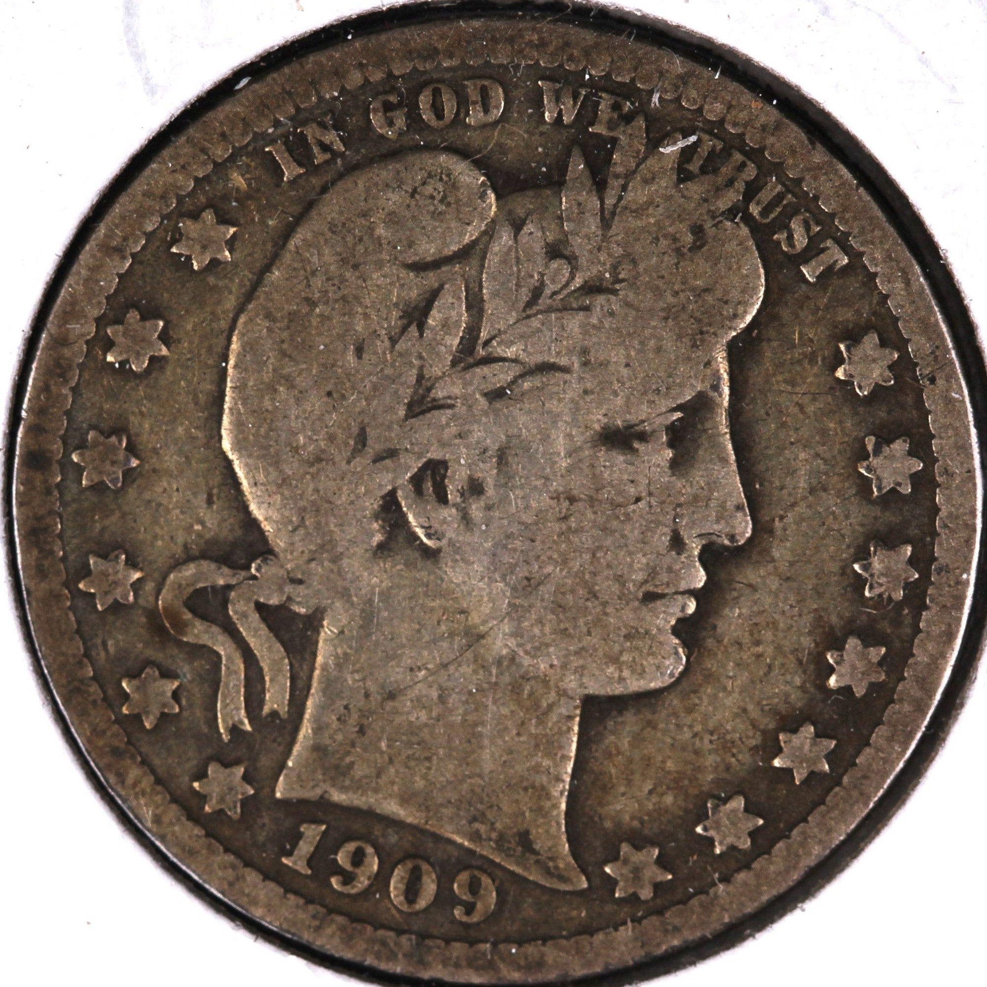 1909 Barber Quarter, Good+ Circulated Coin, Store #07897