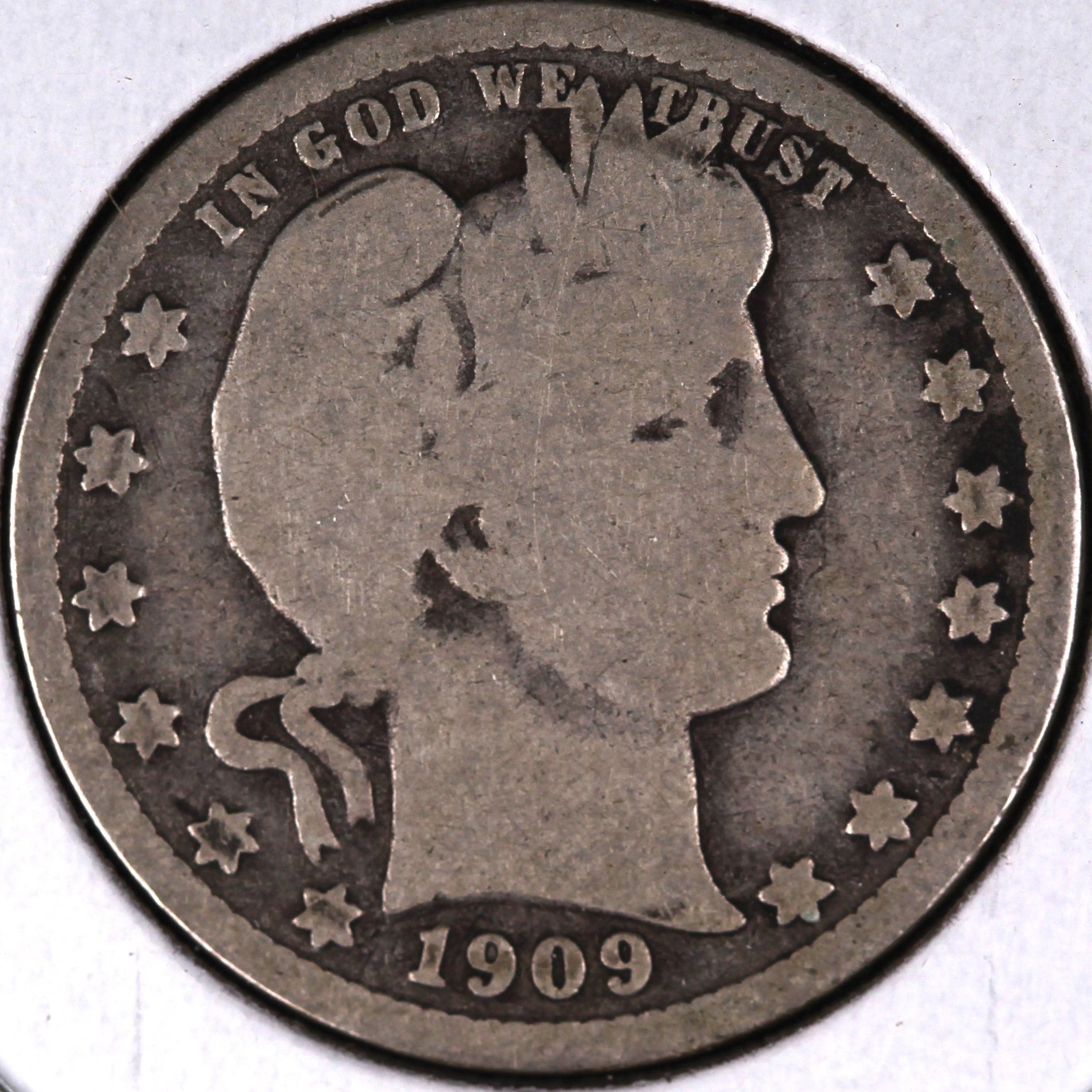 1909-D Barber Quarter, Good Circulated Coin, Store # 07907
