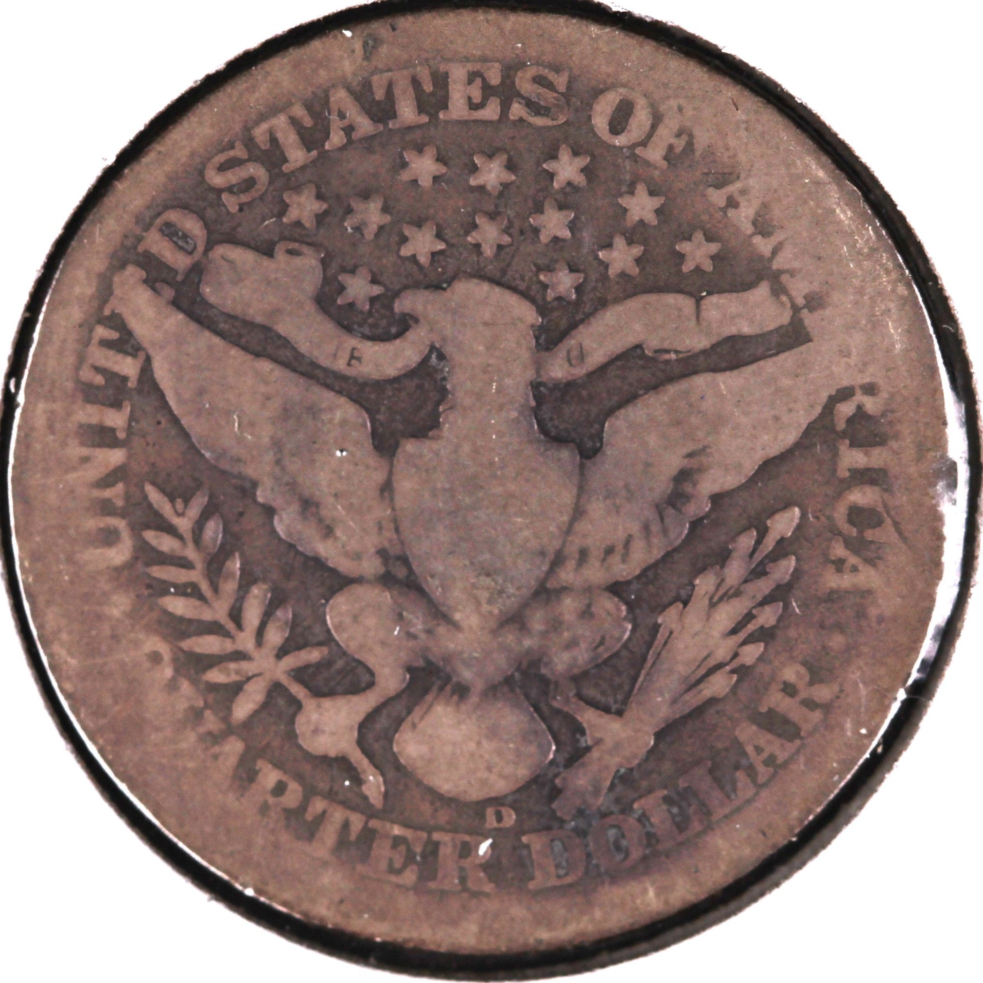 1910-D Barber Silver Quarter, Good Circulated Collectible Coin, Store #QR1526.
