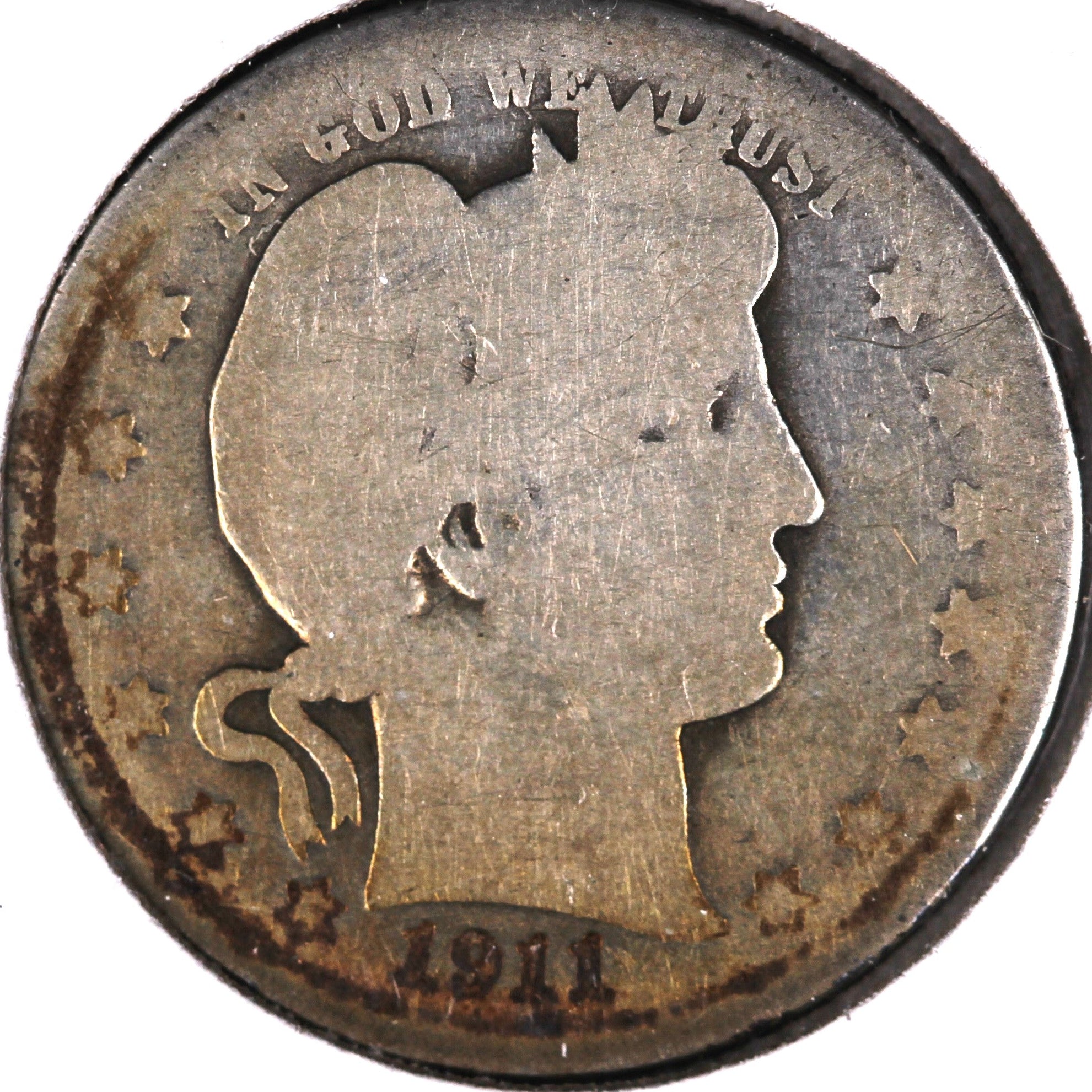 1911-S Barber Silver Quarter, About Good Circulated Coin, Store #QR1529