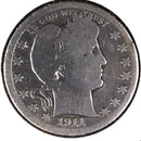 1911-S Barber Quarter, Abt Good Circulated Coin, Store