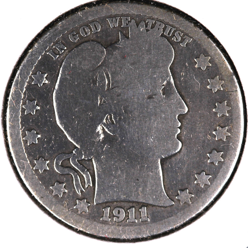1911-S Barber Quarter, Abt Good Circulated Coin, Store