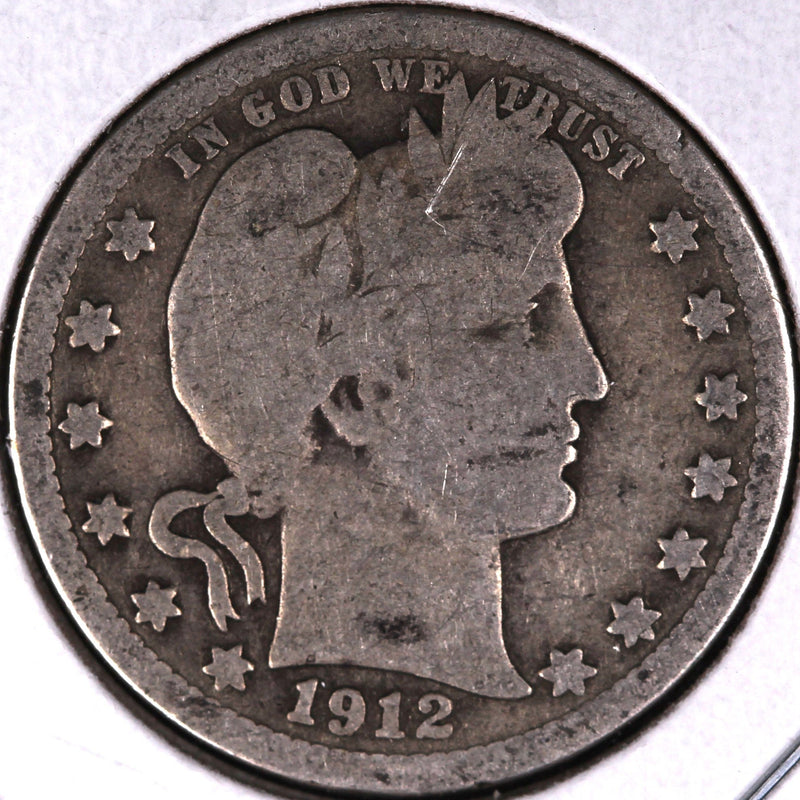 1912 Barber Quarter, Abt Good Circulated Coin, Store
