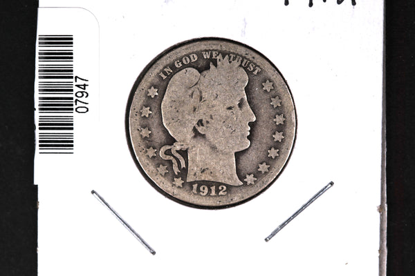 1912 Barber Quarter.  Affordable Collectible Coin.  Store # 07947