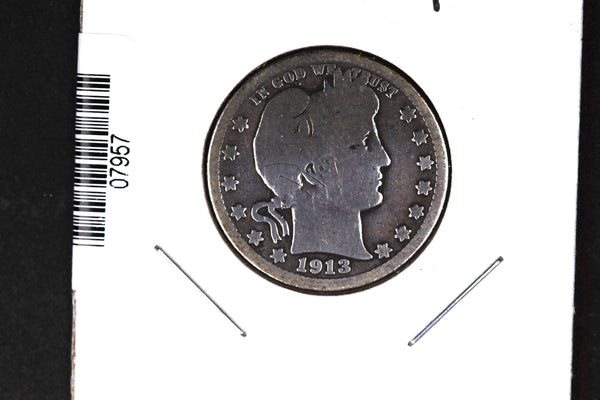 1913-D Barber Quarter.  Affordable Collectible Coin.  Store # 07957