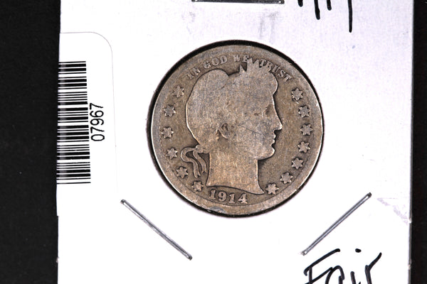 1914 Barber Quarter. Affordable Collectible Coin. Store # 07967