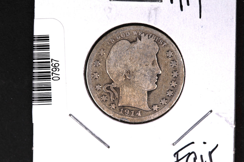 1914 Barber Quarter. Affordable Collectible Coin. Store