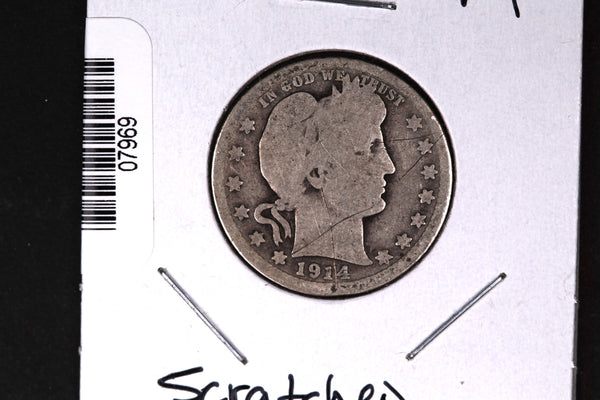 1914 Barber Quarter. Affordable Collectible Coin. Store # 07969