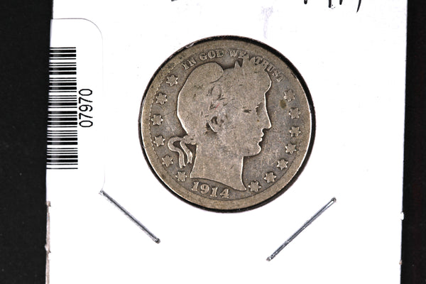1914 Barber Quarter. Affordable Collectible Coin. Store # 07970