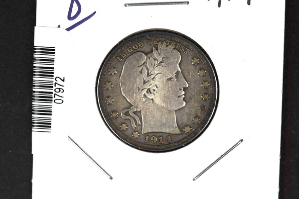 1914 Barber Quarter. Affordable Collectible Coin. Store # 07972