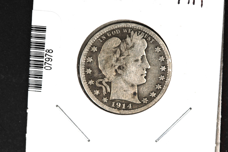 1914 Barber Quarter. Affordable Collectible Coin. Store