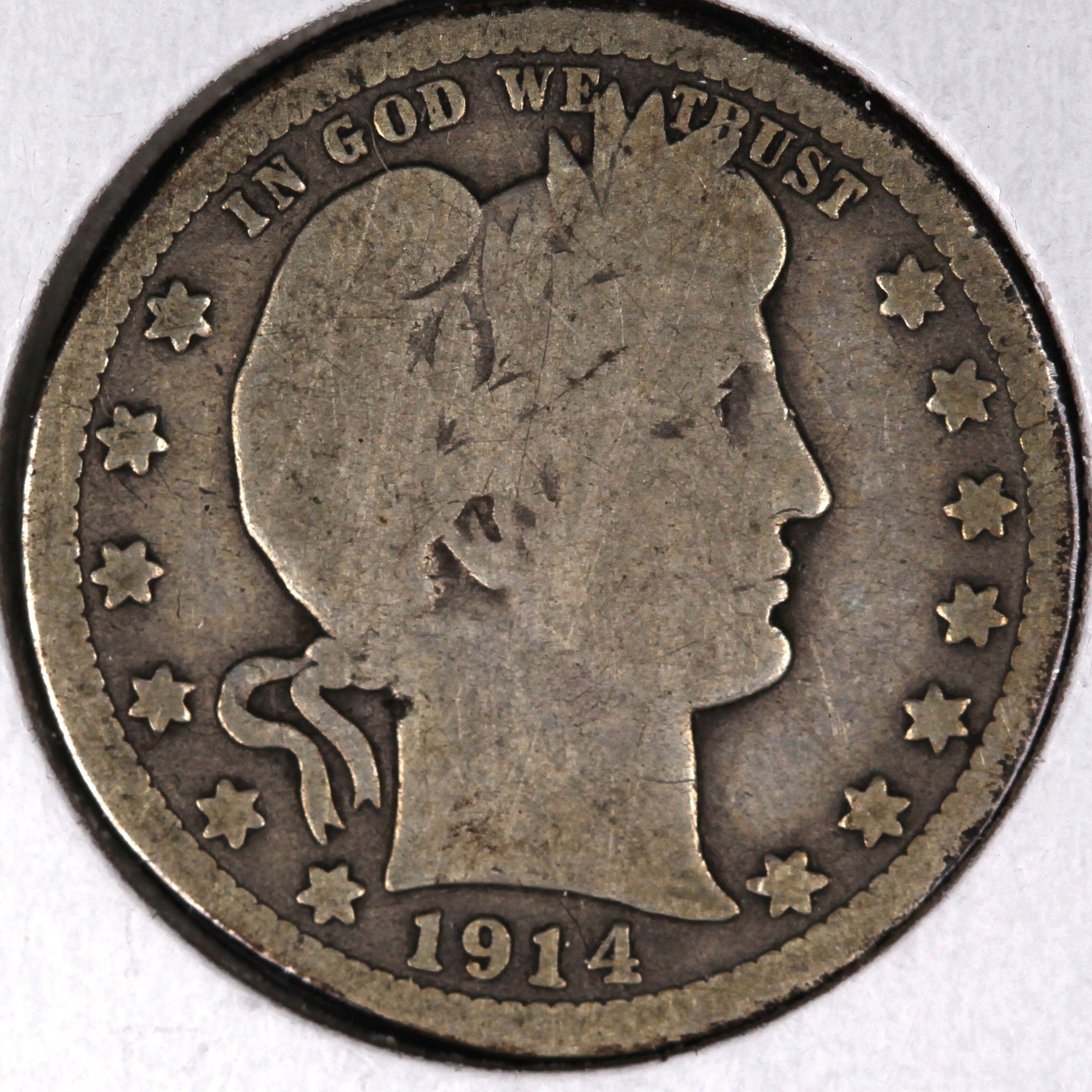 1914-D Barber Quarter, Good Circulated Coin, Store #07984