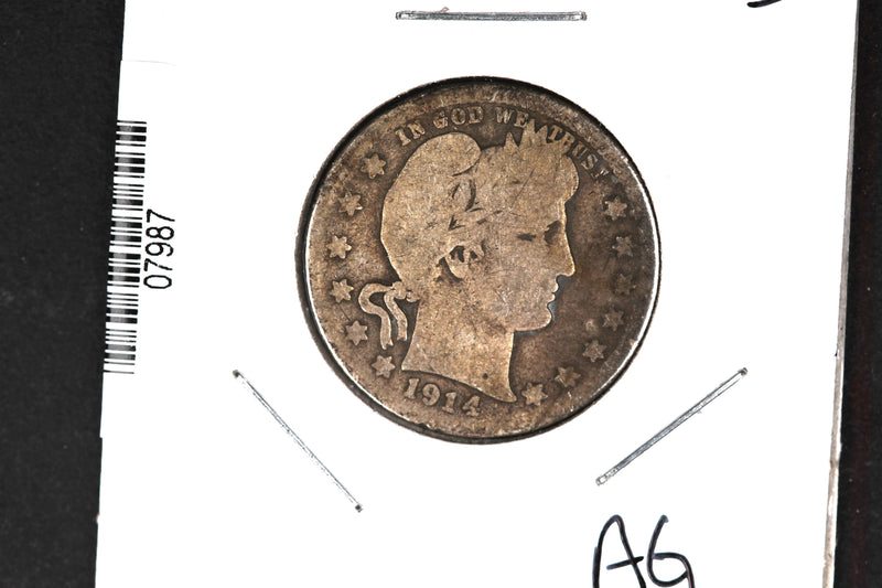 1914-D Barber Quarter. Affordable Collectible Coin. Store