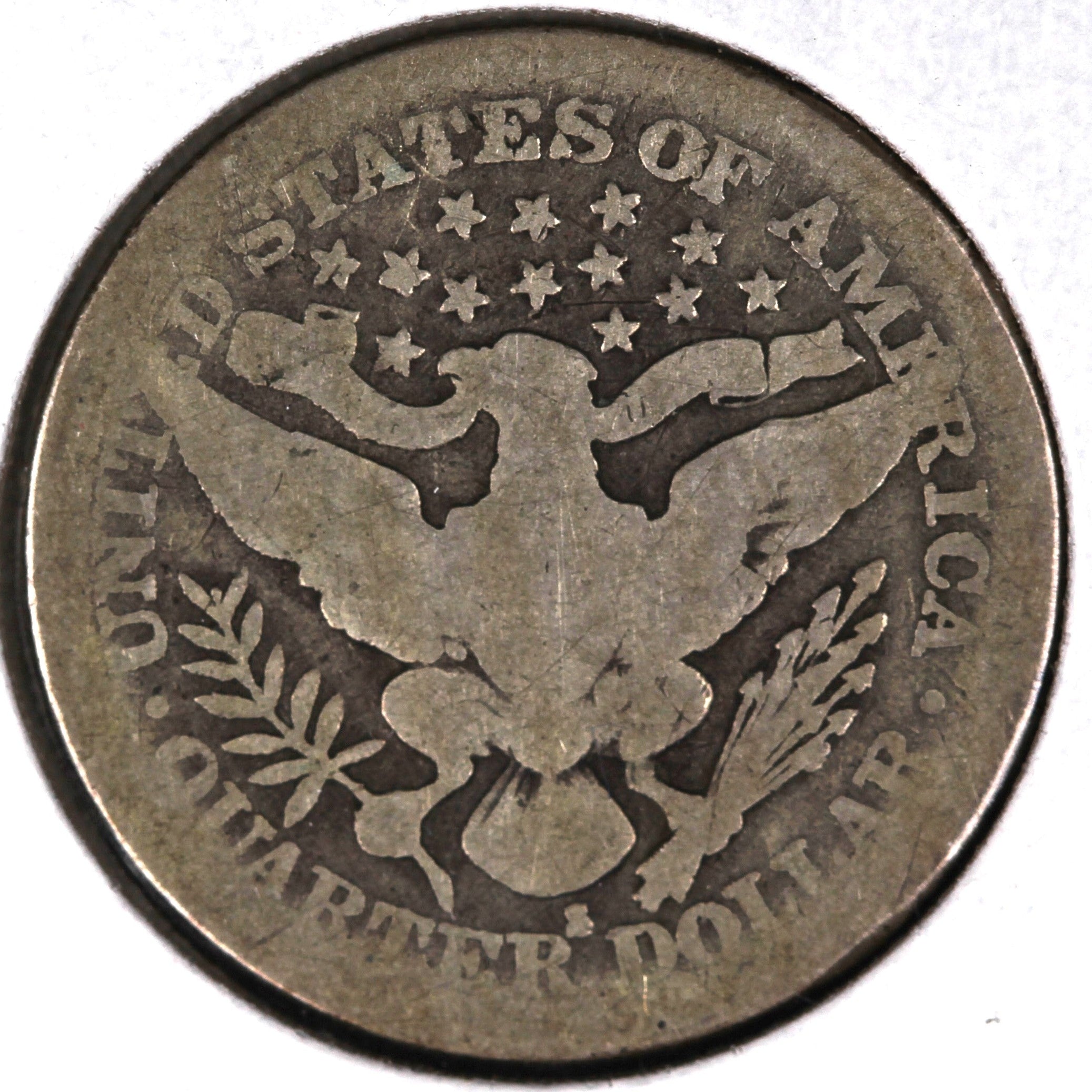 1914-S Barber Silver Quarter, Key Date, Good Circulated Coin, Store #QR1542.