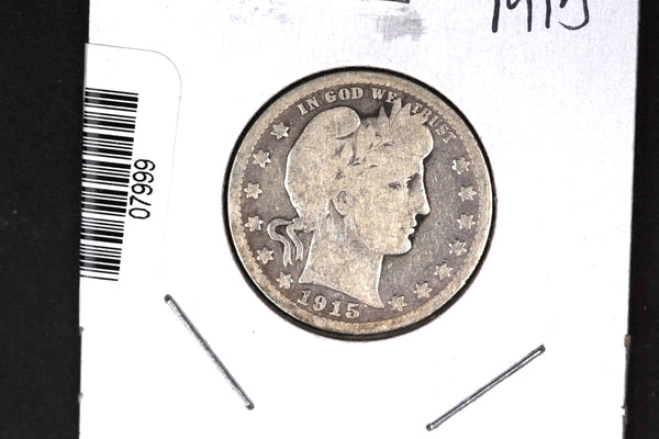 1915 Barber Quarter. Affordable Collectible Coin. Store # 07999
