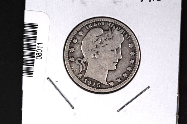 1915-D Barber Quarter. Affordable Collectible Coin. Store # 08011