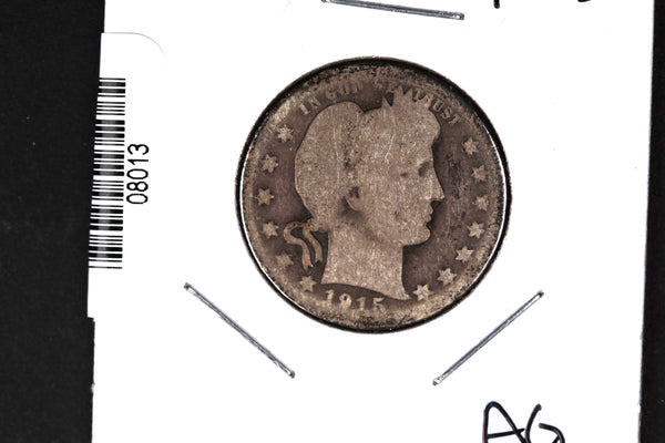 1915-D Barber Quarter. Affordable Collectible Coin. Store # 08013