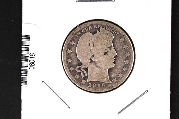 1915-D Barber Quarter. Affordable Collectible Coin. Store # 08016