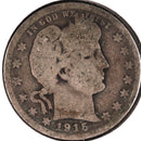 1915-D Barber Quarter, Abt Good Circulated Coin, Store