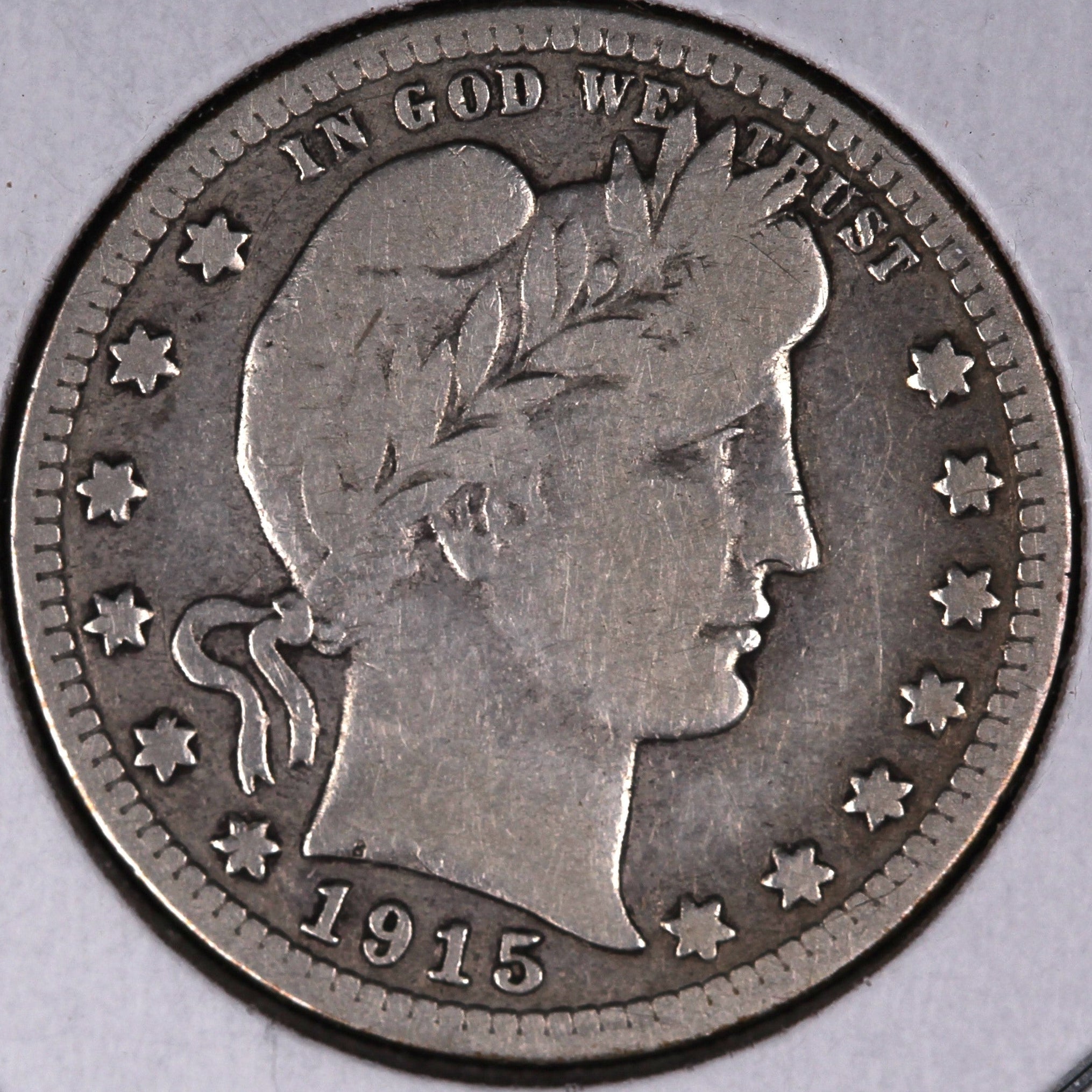 1915-S Barber Quarter, Very Good Circulated Coin, Store #08032