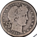 1916 Barber Quarter, Good+ Circulated Coin, Store