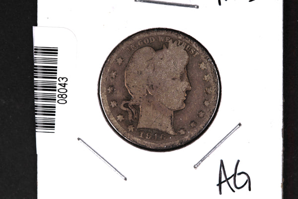 1916-D Barber Quarter. Affordable Collectible Coin. Store # 08043