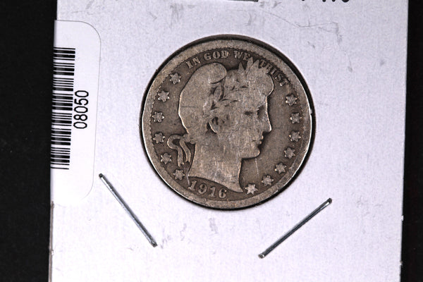 1916-D Barber Quarter. Affordable Collectible Coin. Store # 08050