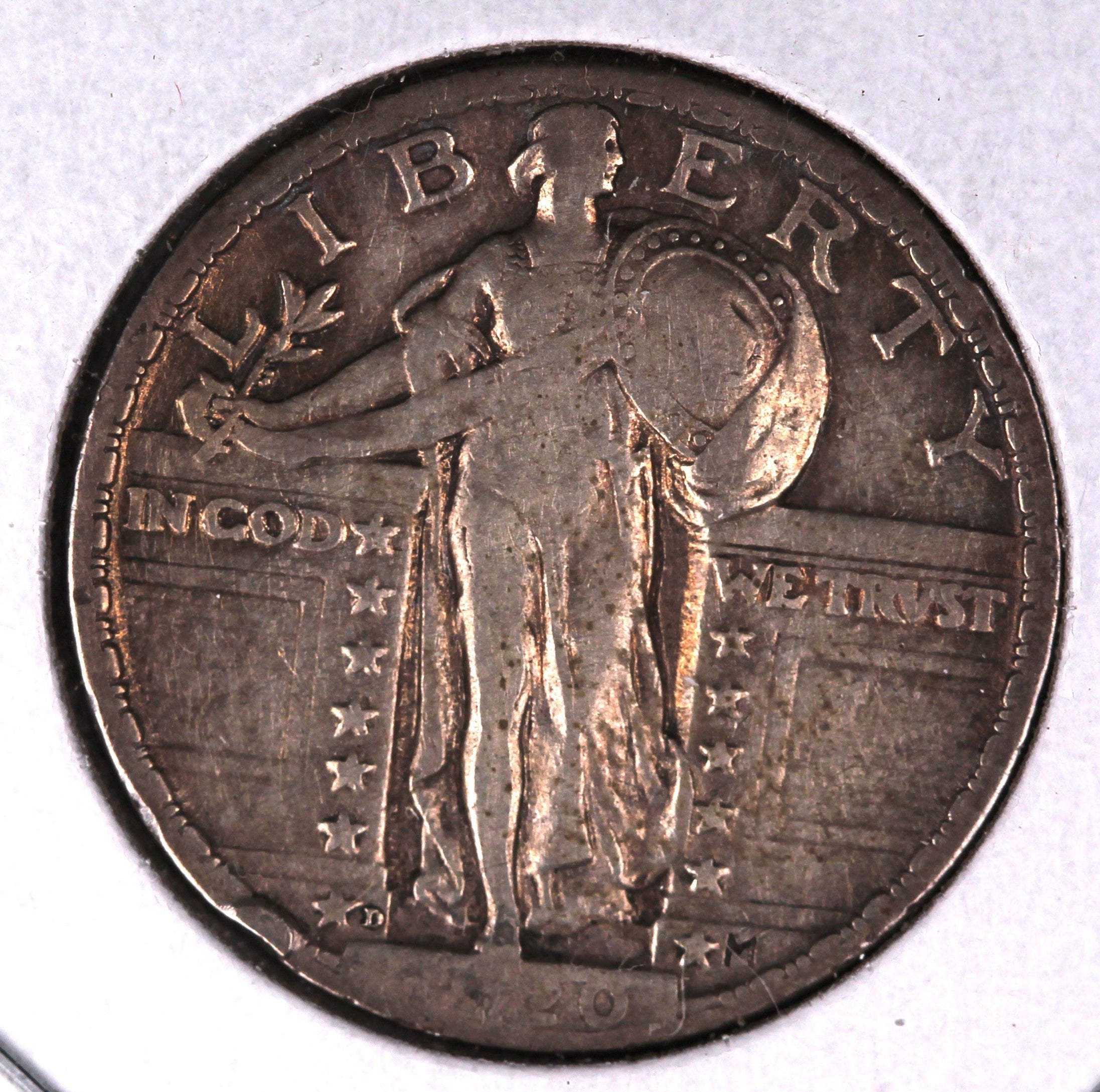 1920-D Standing Liberty Quarter. Very Good Circulated Coin. Store #QR1566.