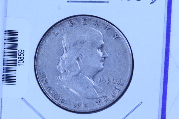 1950-D Franklin Half Dollar, Affordable Circulated Collectible Coin. Store #10859