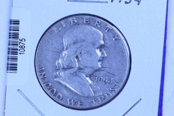1954 Franklin Half Dollar, Affordable Circulated Collectible Coin. Store #10876