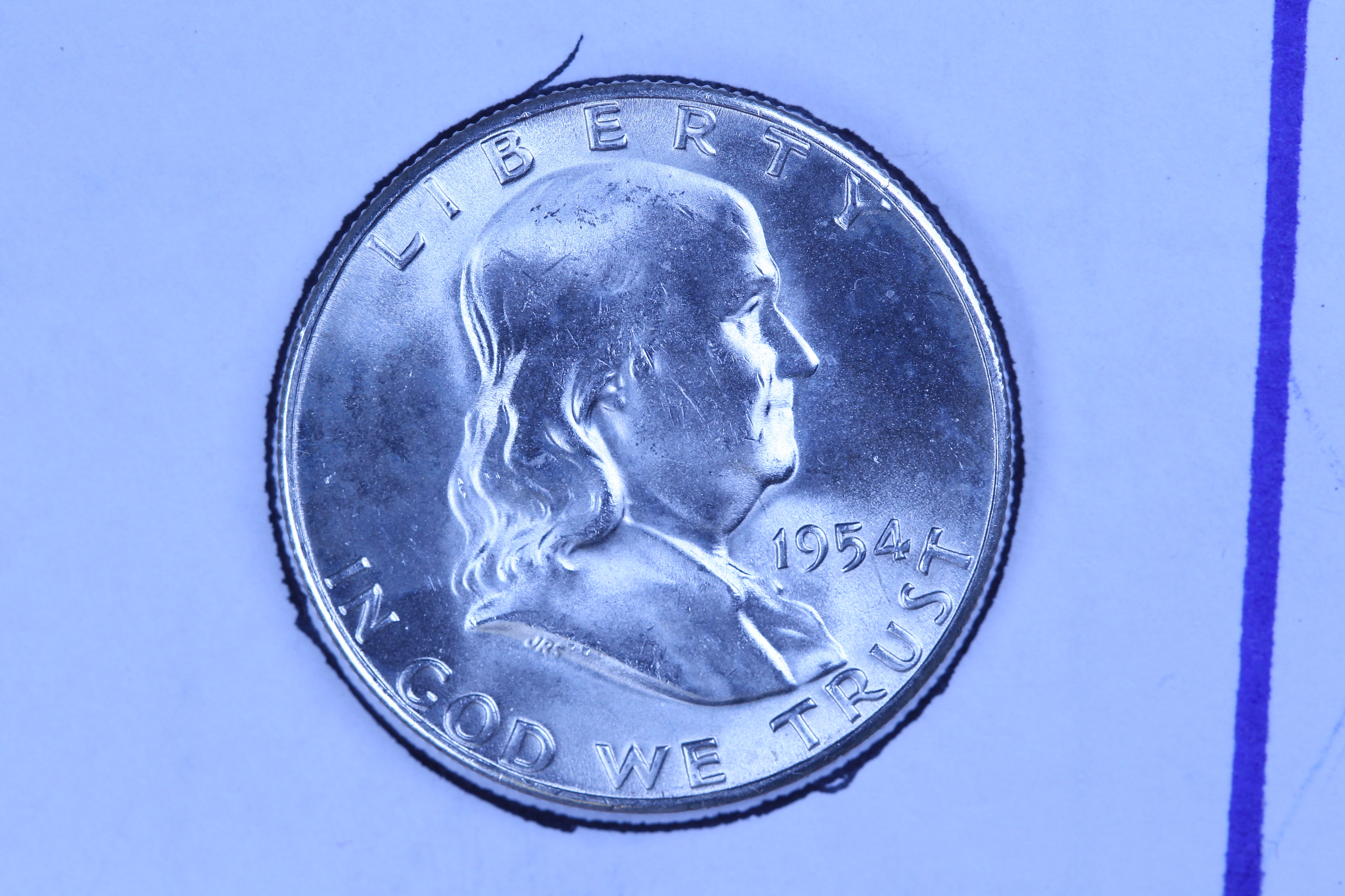 1954-S Franklin Half Dollar, Gem Uncirculated Collectible Coin. Store #10878