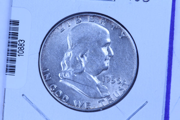 1956 Franklin Half Dollar, Affordable Circulated Collectible Coin. Store #10882